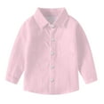 thumbnail image 1 of CLOISE Button down Shirts for Boys Toddler Long Sleeve Collared Tops with Pocket Solid Casual Fashion Fall Winter Clothes Pink 6M-8T, 1 of 6
