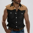 thumbnail image 1 of CLOISE Button up Shirt Men Dressy Sleeveless Big and Tall Tops with Pockets Collared Casual Pullover Print Summer Blouses Khaki, 1 of 5