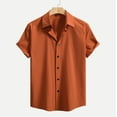 thumbnail image 1 of CLOISE Button up Shirts for Men Short Sleeve Big and Tall Tops Collared Casual Pullover Solid Color Oversized Summer Blouses Orange, 1 of 8