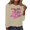 thumbnail image 1 of CLOISE Cancer Shirts for Women Long Sleeve Round Neck Tee Shirts Ribbon Pink Breast Cancer Awareness Blouses Trendy Comfortable Tops Cancer Fight Fall Clothes Beige 2XL, 1 of 4