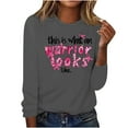 thumbnail image 1 of CLOISE Cancer Shirts for Women Long Sleeve Round Neck Tee Shirts Ribbon Pink Breast Cancer Survivor Gifts Blouses Trendy Comfy Tops Cancer Support Fall Clothes Gray XL, 1 of 4