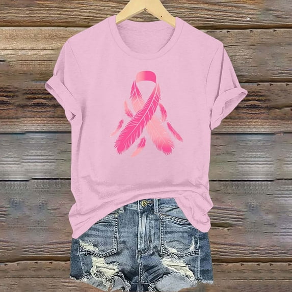 CLOISE Cancer Shirts for Women Short Sleeve Crewneck Tee Shirts Ribbon Oversized Breast Cancer Fight Tops Cute Comfort Tshirts Cancer Survivor Gifts Outfits Pink 2XL