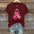 thumbnail image 1 of CLOISE Cancer Shirts for Women Short Sleeve Crewneck Tee Shirts Ribbon Oversized Breast Cancer Support Tops Cute Comfortable Tshirts Cancer Awareness Outfits Wine M, 1 of 4