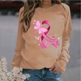 thumbnail image 1 of CLOISE Cancer Sweatshirt Women Breast Cancer Awareness Sweatshirt Butterfly Ribbon Pink Crewneck Long Sleeve Shirts Cancer Fight Blouses Comfy Pullover Tops Fall Clothes Khaki M, 1 of 4