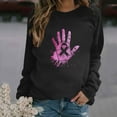 thumbnail image 1 of CLOISE Cancer Sweatshirt Women Breast Cancer Awareness Sweatshirt Hand Ribbon Pink Crewneck Long Sleeve Shirts Cancer Fight Blouses Comfy Pullover Tops Fall Clothes Black XL, 1 of 4