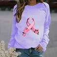 thumbnail image 1 of CLOISE Cancer Sweatshirt Women Breast Cancer Awareness Sweatshirt Daisy Ribbon Pink Crewneck Long Sleeve Shirts Cancer Fight Blouses Comfy Pullover Tops Fall Clothes Purple 2XL, 1 of 4