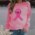thumbnail image 1 of CLOISE Cancer Sweatshirt Women Breast Cancer Awareness Sweatshirt Fist Ribbon Pink Round Neck Long Sleeve Shirts Cancer Fight Blouses Comfy Pullover Tops Clothes Hot Pink M, 1 of 4
