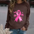 thumbnail image 1 of CLOISE Cancer Sweatshirt Women Breast Cancer Awareness Sweatshirt Ribbon Pink Crew Neck Long Sleeve Shirts Cancer Fight Blouses Comfy Pullover Tops in October Clothes Brown XL, 1 of 4