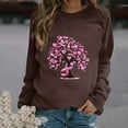 thumbnail image 1 of CLOISE Cancer Sweatshirt Women Breast Cancer Awareness Sweatshirt Ribbon Pink Round Neck Long Sleeve Shirts Cancer Fight Blouses Comfy Pullover Tops Clothes Brown XL, 1 of 4