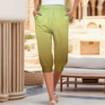thumbnail image 1 of CLOISE Capri Pants for Women with Pockets Stretch Yoga Pants Elastic High Waisted Golf Pants Petite Summer Casual Fashion Gradient Color Loose Lightweight Cropped Sweatpants Yellow M, 1 of 6
