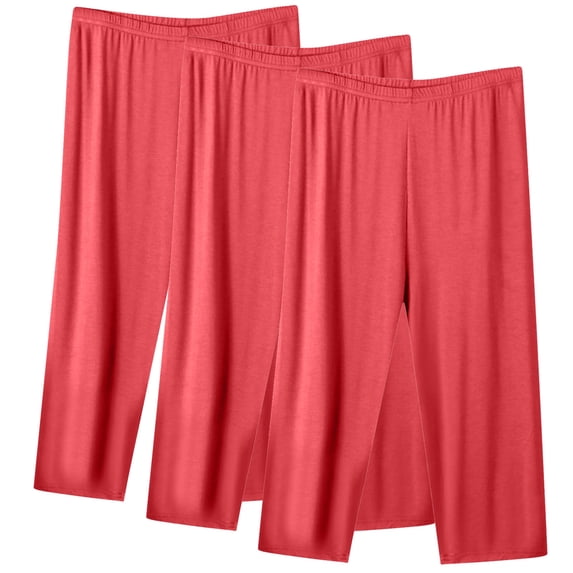 CLOISE Capris Pants for Women Active 2 Pack Plus Size Workout Pants Pull On Stretch Capris Active Mid Rise Capris Pull On Capri Lounge Pants Comfy Loose Cropped Pants Red