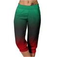 thumbnail image 1 of CLOISE Capris for Women Athletic Stretch Capris Joggers With Pockets Soft Elastic Waist Running Petite Capri Sweatpants Pull On Capri Lounge Pants Gradient Color Casual Yoga Capris Red, 1 of 6