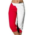 thumbnail image 1 of CLOISE Capris for Women with Pockets Stretch Leggings Elastic Waisted Yoga Pants Petite Summer Casual Fashion Multi Colored Lightweight Cropped Sweatpants Red XL, 1 of 6