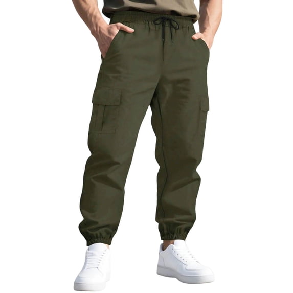 CLOISE Cargo Pants Men Baggy Big and Tall Trousers Straight Leg Pants Solid Casual Bottoms Vacation Clothes with Pockets