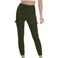 thumbnail image 1 of CLOISE Cargo Pants Women Stretch Cargo Pants Petite Mid Rise Cargo Pants Drawstring Elastic Waist Cargo Pants Casual Soft Pull On Trousers Lightweight Cargo Pants Yoga Pants Army Green, 1 of 4
