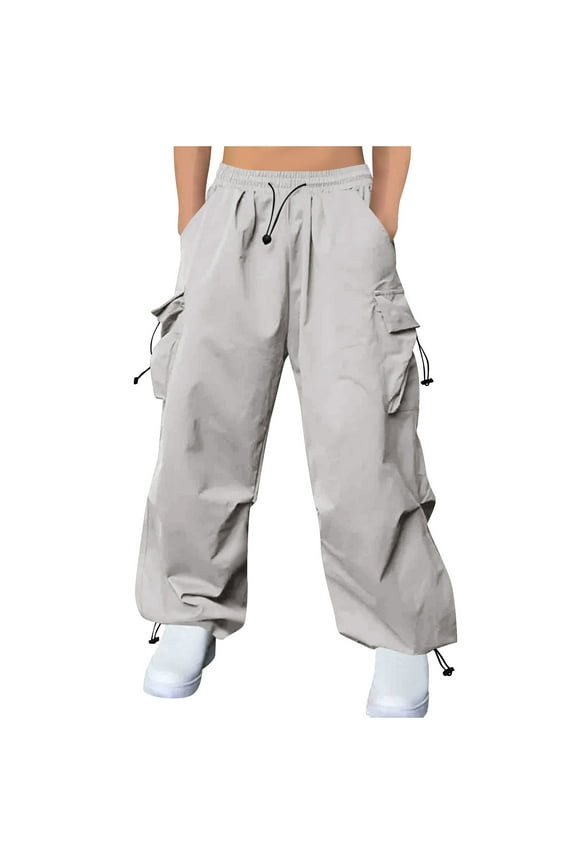 Cargo Pants for Men Big and Tall High Waist Trousers Wide Leg Baggy Solid Bottoms Casual Clothes with Pockets