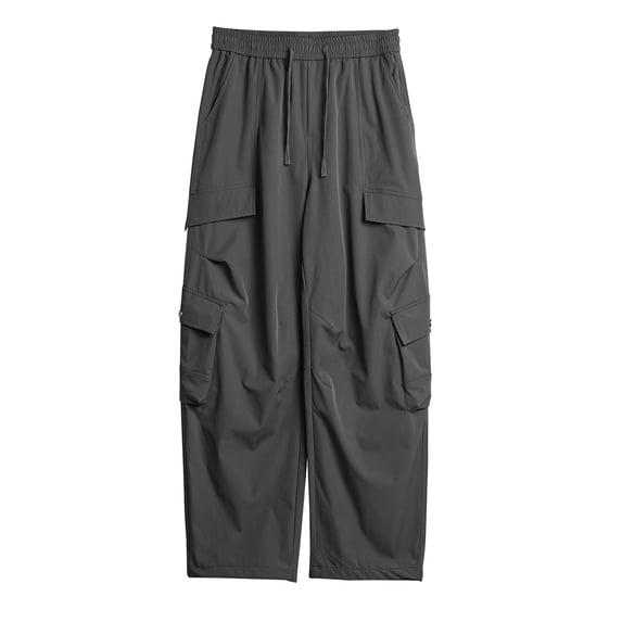 CLOISE Cargo Pants for Men Big and Tall Trousers Drawstring Baggy Solid Bottoms Casual Clothes with Pockets