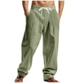 thumbnail image 1 of CLOISE Cargo Pants for Men Big and Tall with Pockets High Waist Trousers Wide Leg Drawstring Baggy Linen Solid Bottoms Casual Clothes, 1 of 8