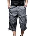 thumbnail image 1 of CLOISE Cargo Pants for Men with Pockets Big and Tall High Waist Capri Trousers Solid Baggy Button Bottoms Casual Clothes, 1 of 7