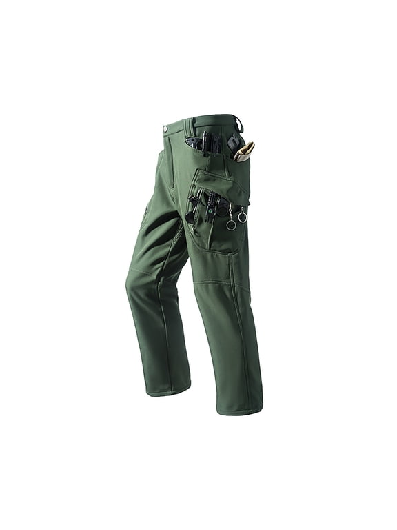 Cargo Pants for Men with Pockets Big and Tall Trousers Zipper Baggy Solid Bottoms Waterproof Casual Clothes Black L