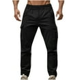thumbnail image 1 of CLOISE Cargo Pants for Men with Pockets Work Big and Tall Trousers Drawstring Baggy Pants Solid Bottoms Casual Clothes, 1 of 8