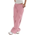 thumbnail image 1 of CLOISE Cargo Pants for Women with Pockets Plus Size Trousers Straight Leg Drawstring Baggy Solid Bottoms Casual Clothes, 1 of 5
