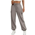 thumbnail image 1 of CLOISE Cargo Sweatpants for Women Plus Size Brown with Pockets Baggy Drawstring Lounge Trousers with Elastic Waist Sizes S-3XL, 1 of 6