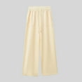 thumbnail image 1 of CLOISE Casual Wide Leg Pants for Women Casual Wide Leg Pants Drawstring High Waisted Stretchy Wide Leg Pants Elastic Waist Comfy Palazzo Pants Pull On Straight Leg Pants Loose Trousers Beige, 1 of 3