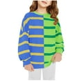 thumbnail image 1 of CLOISE Crewneck Sweatshirt Boys Girls Toddler Long Sleeve Tops Striped Casual Fashion Fall Winter Clothes Green 1-12T, 1 of 3