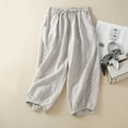 thumbnail image 1 of CLOISE Crop Wide Leg Jumpsuit Stretchy Cotton Linen Capris Mid Rise Wide Leg Capris Drawstring Elastic Waist Capri Palazzo Pants Straight Pull On Lounge Capris Casual Summer Solid Cropped Pants Beige, 1 of 6
