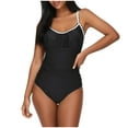 thumbnail image 1 of CLOISE Cute One Piece Swimsuit for Women Full Coverage Bathing Suit Color Block Swimwear Vacation Beachwear Black S, 1 of 6
