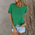 thumbnail image 1 of CLOISE Cute Short Sleeve Tops for Women Plus Size Shirts Crewneck Casual Pullover Solid Color Summer Blouses Green, 1 of 8