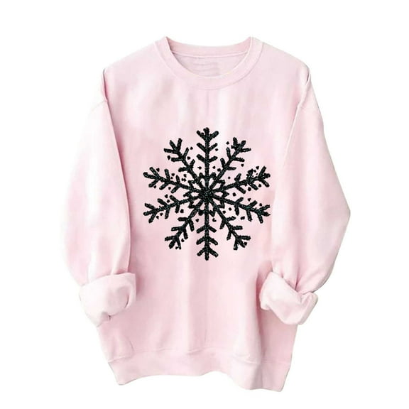 CLOISE Cute Sweatshirts for Women Christmas Lightweight Crew Neck Tops Graphic Long Sleeve Pullover Fleece Clothes