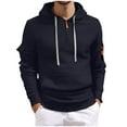 thumbnail image 1 of CLOISE Cute Tops for Men Trendy Big and Tall Hooded Shirt Zip up Solid Color Long Sleeve Pullover Fall Winter Clothes, 1 of 8