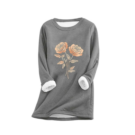 CLOISE Cute Tops for Women Trendy Crew Neck Shirt Graphic Long Sleeve Pullover Fleece Cute Fall Fashion Outfits