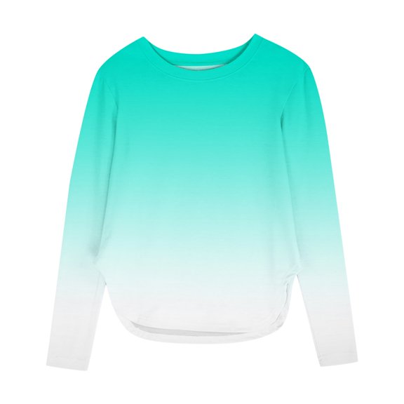 CLOISE Fashion Tops for Boys Girls Kids Trendy Crew Neck Shirt Tunic Gradient Long Sleeve Pullover Casual Fall Outfits