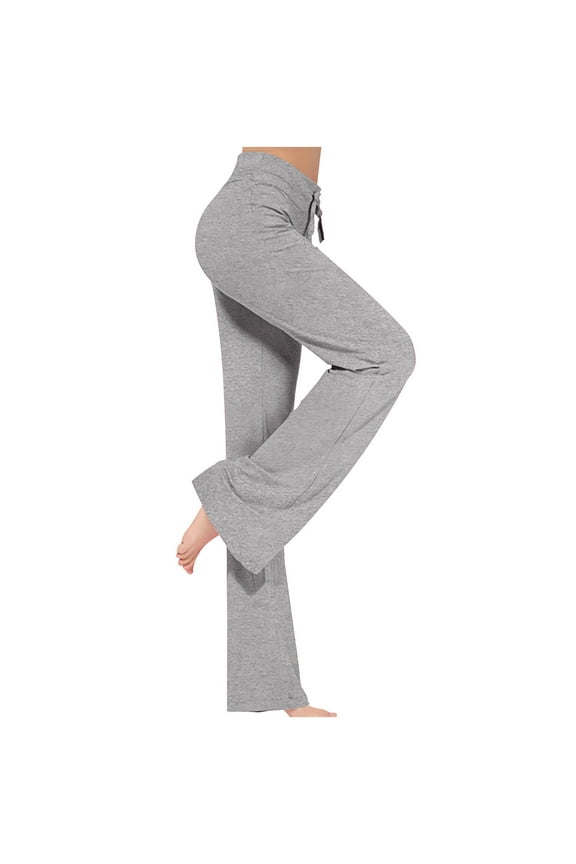 Flare Pants Women Plus Size High Waist Trousers Drawstring Baggy Solid Bottoms Casual Clothes with Pockets