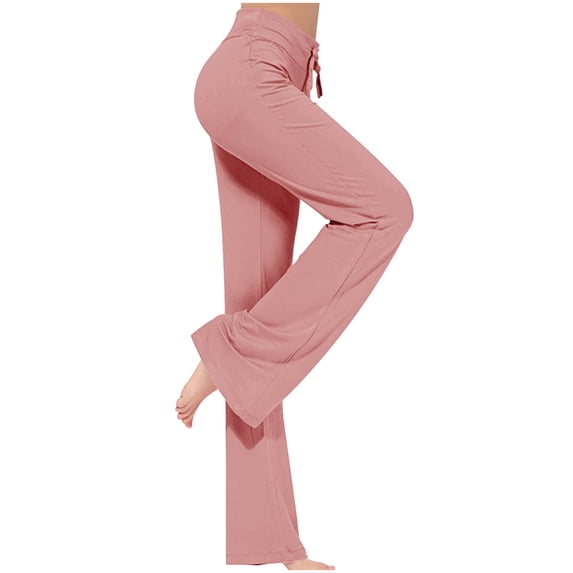 CLOISE Flare Pants Women Plus Size High Waist Trousers Drawstring Baggy Solid Bottoms Casual Clothes with Pockets