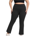 thumbnail image 1 of CLOISE Flared Leggings Women Plus Size Full Length Tights Stretchy Workout Pants Solid Seamless High Waist Yoga Bottoms, 1 of 5