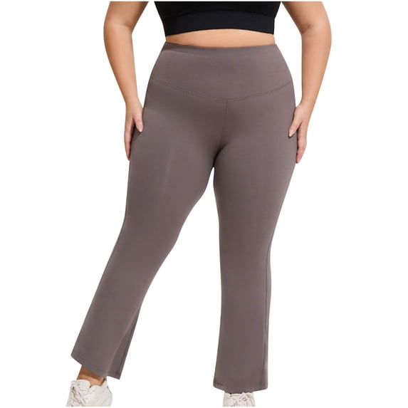 CLOISE Flared Leggings Women Plus Size Full Length Tights Stretchy Workout Pants Solid Seamless High Waist Yoga Bottoms