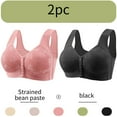 thumbnail image 1 of CLOISE Front Closure Bras for Women Plus Size 2 Pack Front Closure Full Coverage No Underwire Bras for Seniors Wireless Front Close Push up Bras with Back Support Lace Everyday Bras Pink XL, 1 of 4