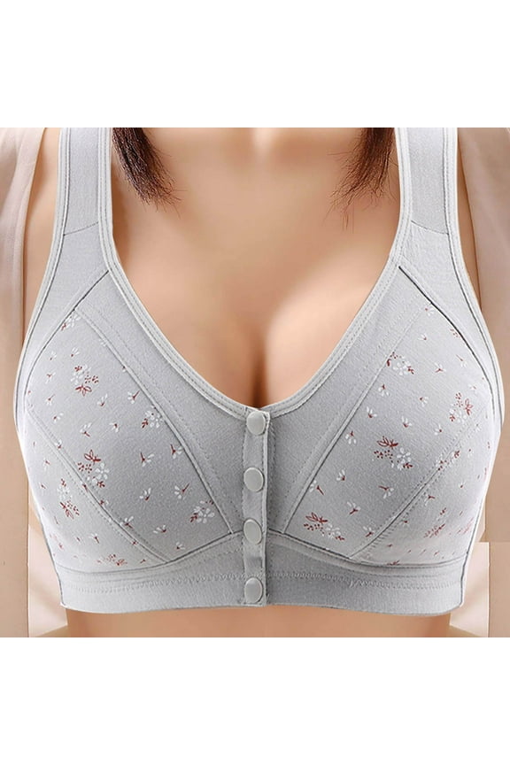 Front Closure Bras for Older Women Plus Size No Underwire Full Coverage Comfortable Bras with Sagging Breasts M-4XL