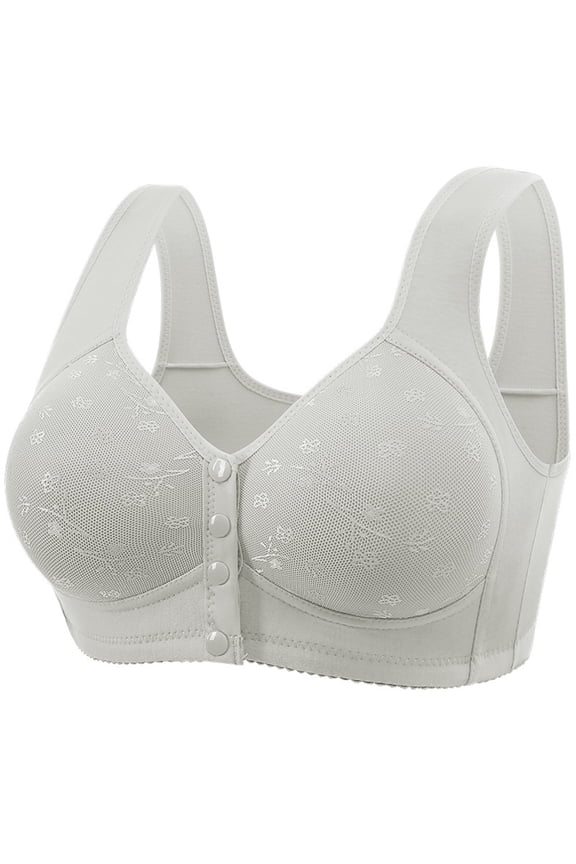 Front Closure Bras for Older Women Plus Size No Underwire Full Coverage Daily Bras with Sagging Breasts 36-50