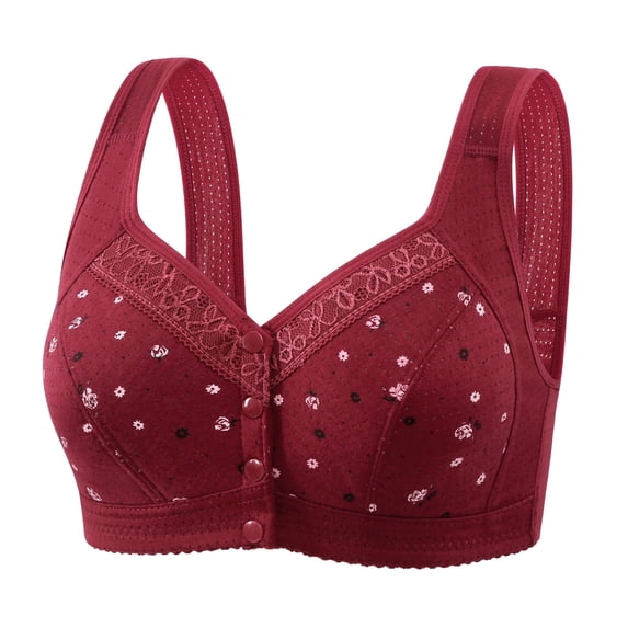 CLOISE Front Closure Bras for Older Women Plus Size No Underwire Full Coverage Lace Daily Bras with Sagging Breasts S-4XL