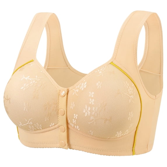CLOISE Front Closure Bras for Women Plus Size Plus Size Wide Strap Bra Full Coverage No Underwire Padded Lace Bralette