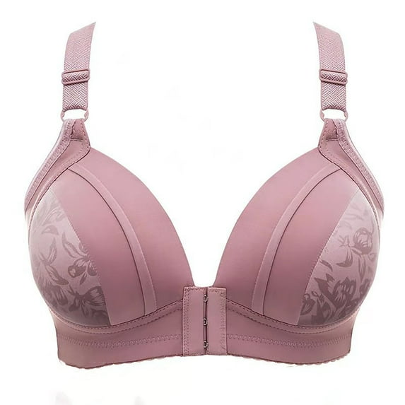 CLOISE Front Closure Bras for Women Plus Size Push up No Underwire Padded No Zipper Daily Bras Purple 36-42