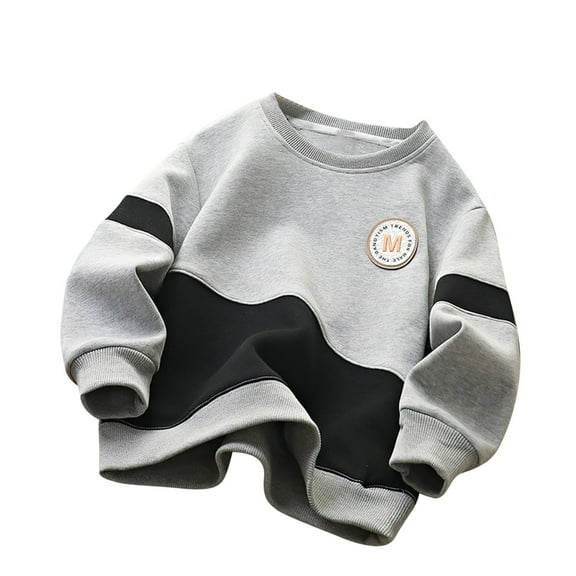 CLOISE Girls Hoodie Boys Youth Gray Long Sleeve Hooded Sweatshirt Tops Color Block Cotton Outfits Fall Winter Clothes 8T