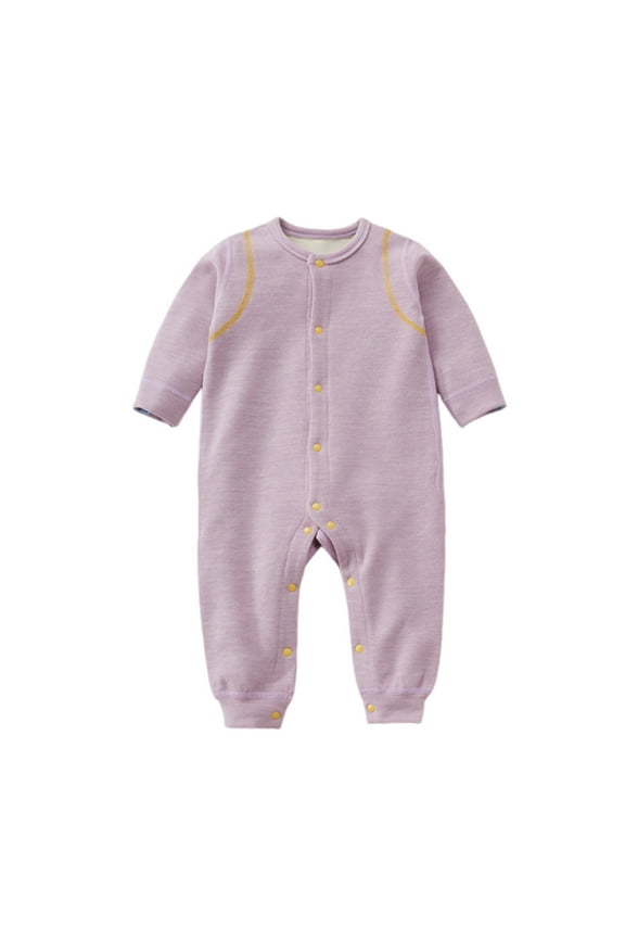 Girls Long Sleeve Bodysuit Fleece Cotton Button Long Sleeve Solid Rompers Purple 0-3 Months