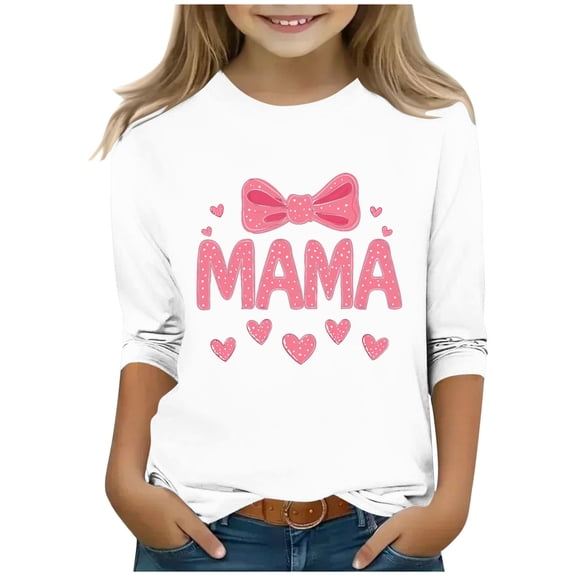 CLOISE Girls Shirts 3/4 Sleeve Boys Toddler White Crew Neck Tops Heart Outfits Fall Winter Clothes 3-12T