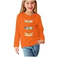 thumbnail image 1 of CLOISE Girls Shirts Long Sleeve Boys Toddler Crew Neck Tops Print Casual Fashion Fall Winter Clothes Orange 5T, 1 of 5